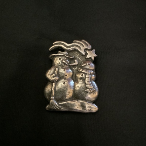 Pewter Snowman & Woman Pin - Picture 1 of 3